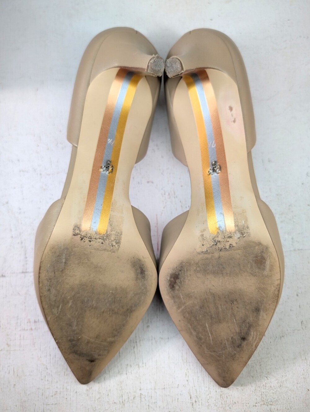 Sam Edelman Taupe Tan Pump Heels Women's Shoes 7.5 Closed Pointed Toes - Picture 9 of 12